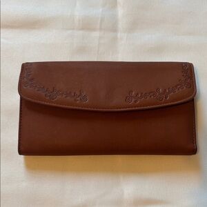 Buxton Cashmere Cowhide Wallet Brown EUC